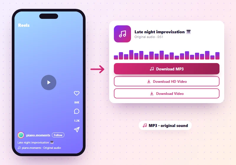 Instagram Reel sound saved as an MP3 file