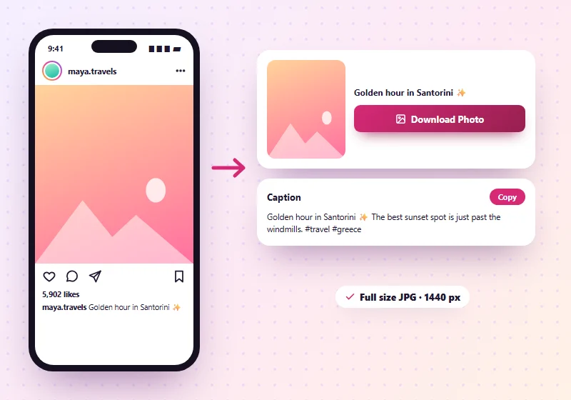 Instagram photos and carousel images saved as JPG